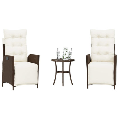 3-Delige Bistroset Met Kussens Poly Rattan Bruin