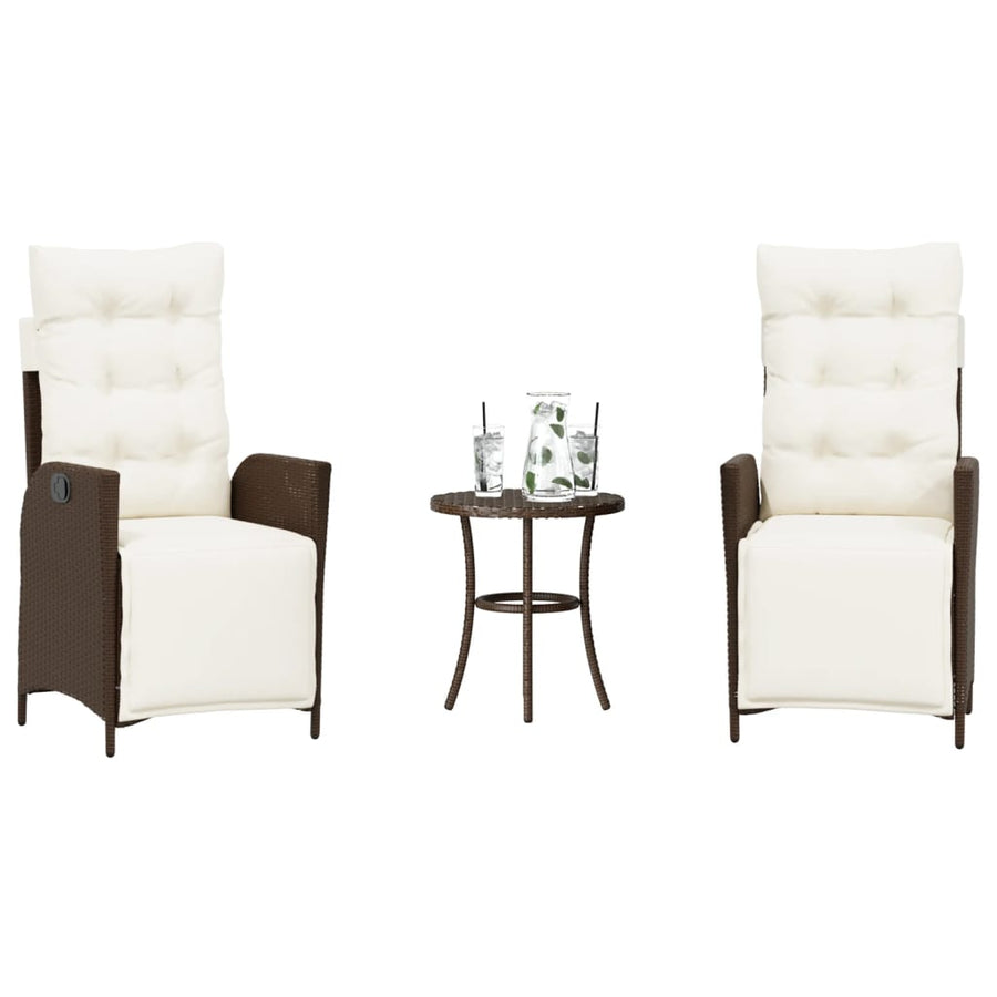 3-Delige Bistroset Met Kussens Poly Rattan Bruin