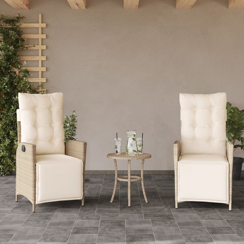 3-Delige Bistroset Met Kussens Poly Rattan Beige