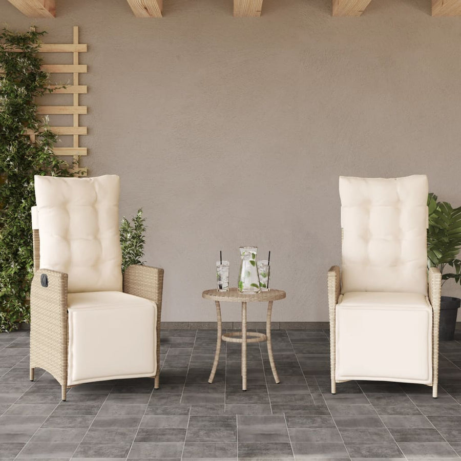 3-Delige Bistroset Met Kussens Poly Rattan Beige