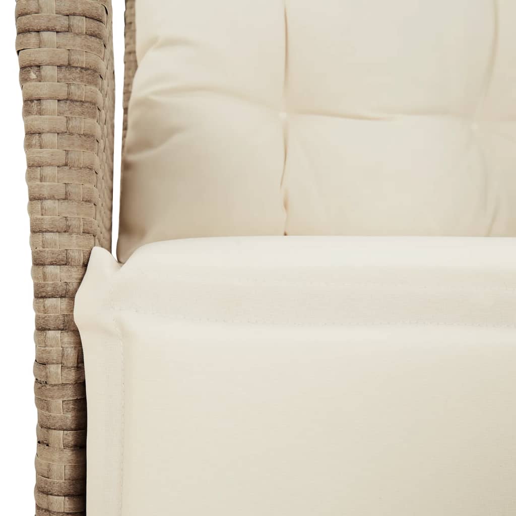 3-Delige Bistroset Met Kussens Poly Rattan Beige