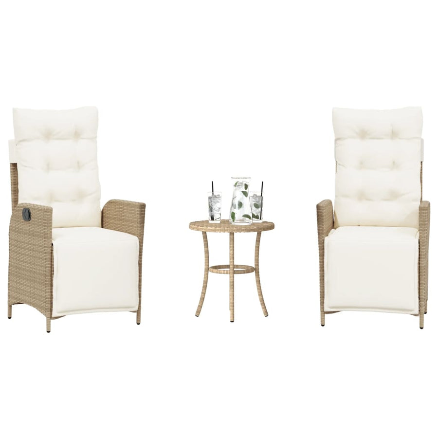 3-Delige Bistroset Met Kussens Poly Rattan Beige
