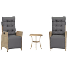 3-delige Bistroset met kussens poly rattan gemengd beige