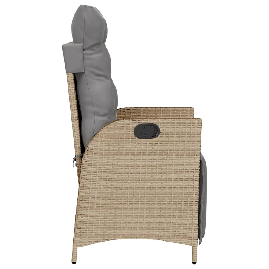 3-delige Bistroset met kussens poly rattan gemengd beige