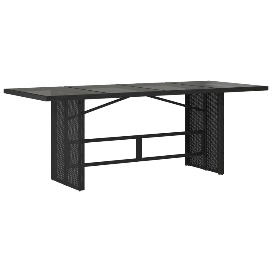 Tuintafel met glazen blad 90x80x74 cm poly rattan Zwart Glas