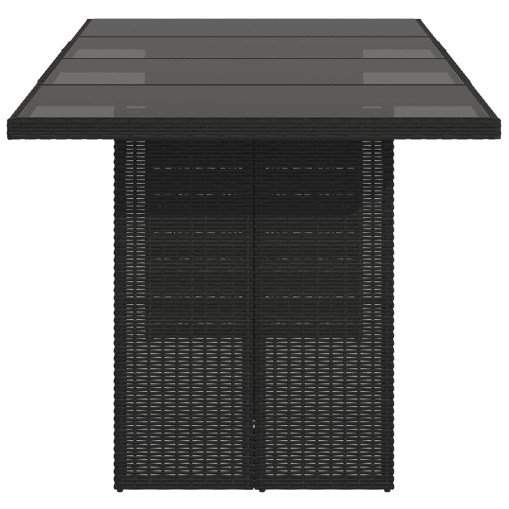 Tuintafel met glazen blad 90x80x74 cm poly rattan Zwart Glas