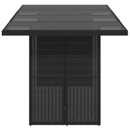Tuintafel met glazen blad 90x80x74 cm poly rattan Zwart Glas