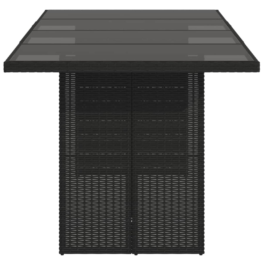 Tuintafel met glazen blad 90x80x74 cm poly rattan Zwart Glas