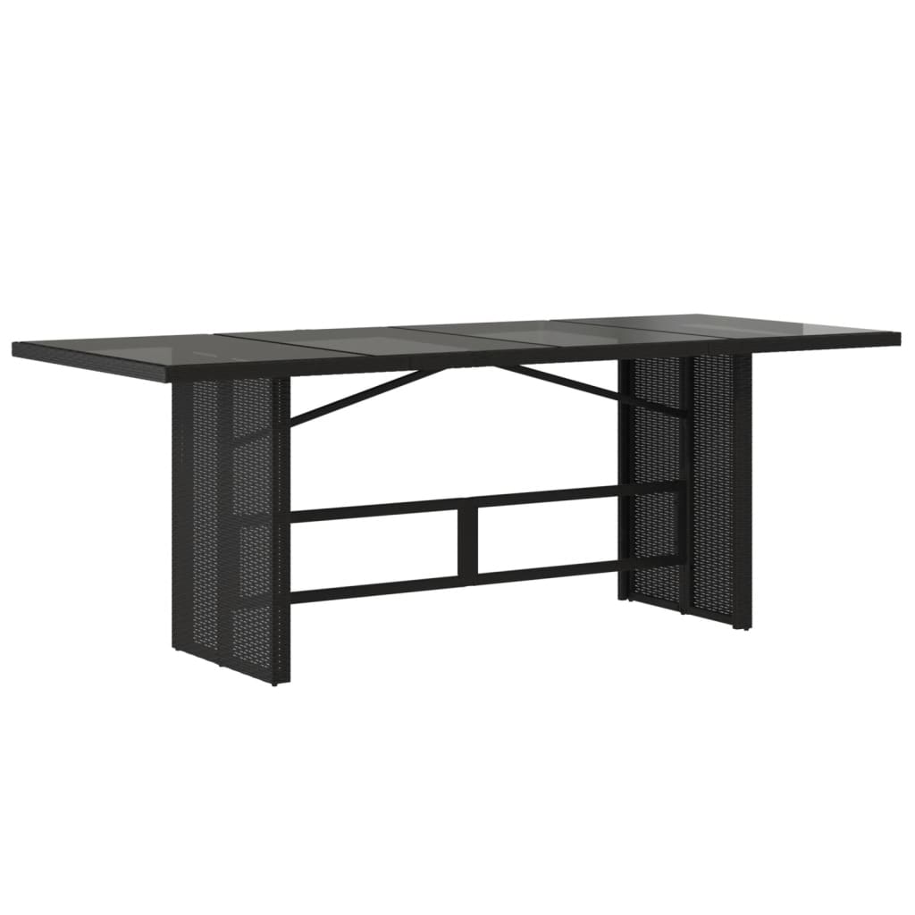 Tuintafel met glazen blad 90x80x74 cm poly rattan Zwart Glas