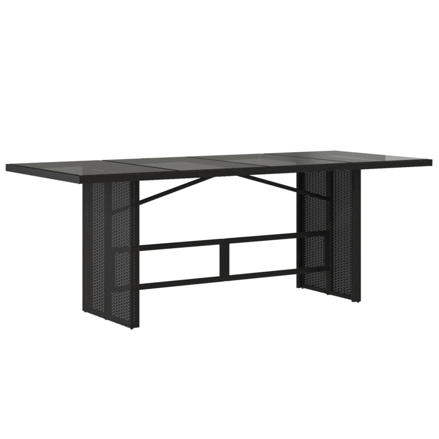 Tuintafel met glazen blad 90x80x74 cm poly rattan Zwart Glas