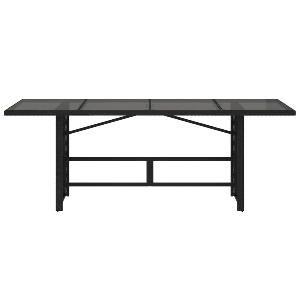 Tuintafel met glazen blad 90x80x74 cm poly rattan Zwart Glas
