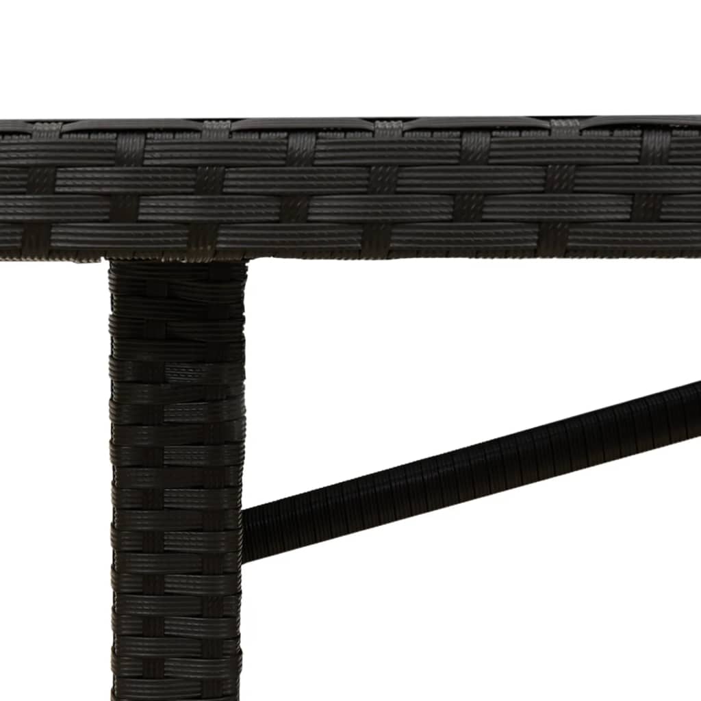 Tuintafel met glazen blad 90x80x74 cm poly rattan Zwart Glas