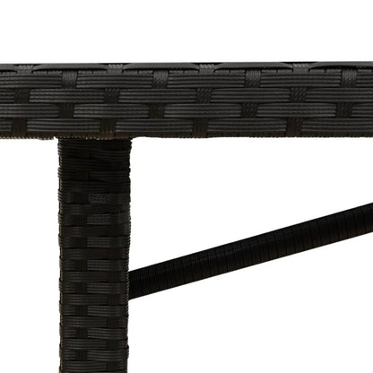 Tuintafel met glazen blad 90x80x74 cm poly rattan Zwart Glas