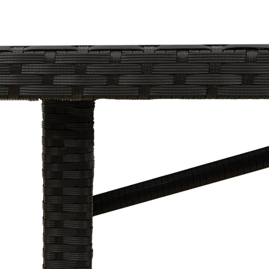 Tuintafel met glazen blad 90x80x74 cm poly rattan Zwart Glas