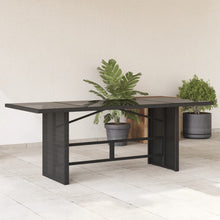 Tuintafel met glazen blad 90x80x74 cm poly rattan Zwart Glas