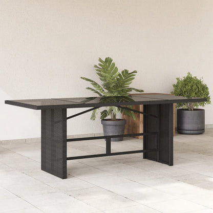 Tuintafel met glazen blad 90x80x74 cm poly rattan Zwart Glas