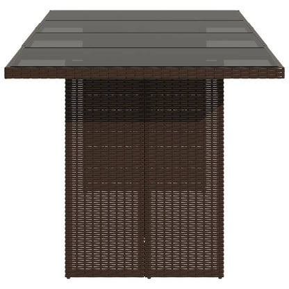 Tuintafel met glazen blad 90x80x74 cm poly rattan Bruin Glas