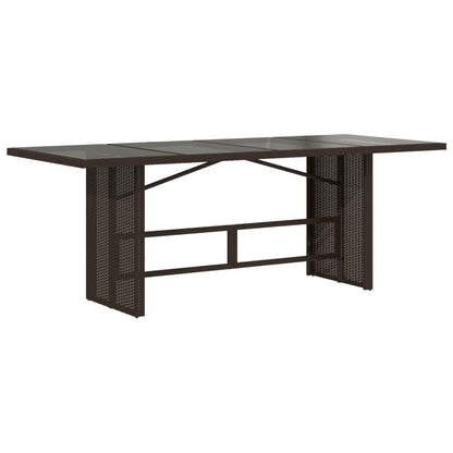 Tuintafel met glazen blad 90x80x74 cm poly rattan Bruin Glas