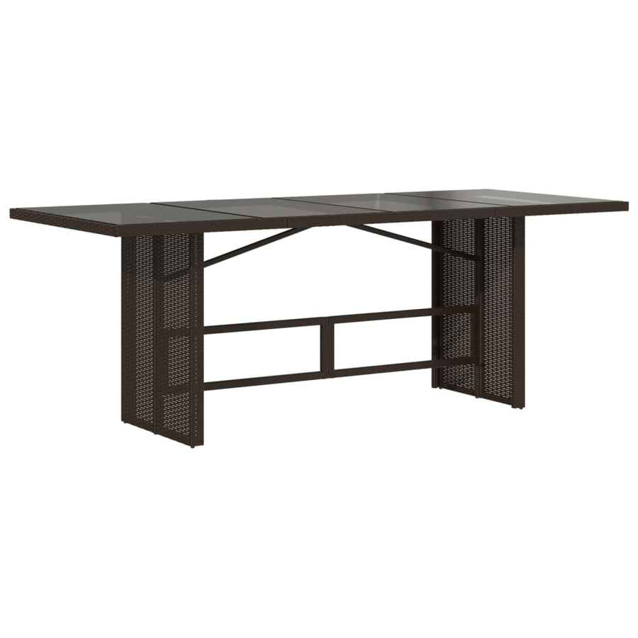 Tuintafel met glazen blad 90x80x74 cm poly rattan Bruin Glas