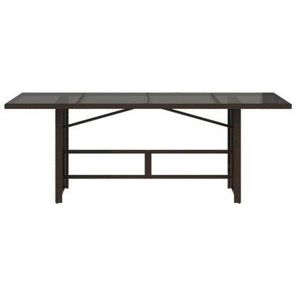 Tuintafel met glazen blad 90x80x74 cm poly rattan Bruin Glas