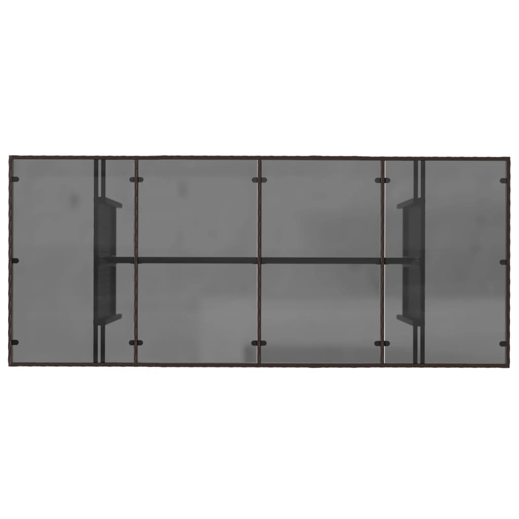 Tuintafel met glazen blad 90x80x74 cm poly rattan Bruin Glas