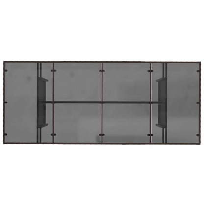 Tuintafel met glazen blad 90x80x74 cm poly rattan Bruin Glas