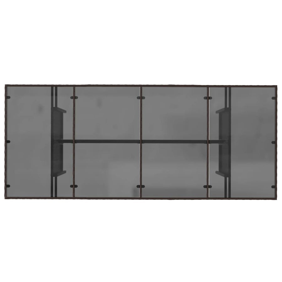 Tuintafel met glazen blad 90x80x74 cm poly rattan Bruin Glas