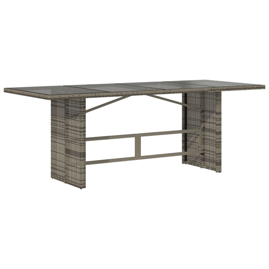 Tuintafel met glazen blad 90x80x74 cm poly rattan Grijs Glas