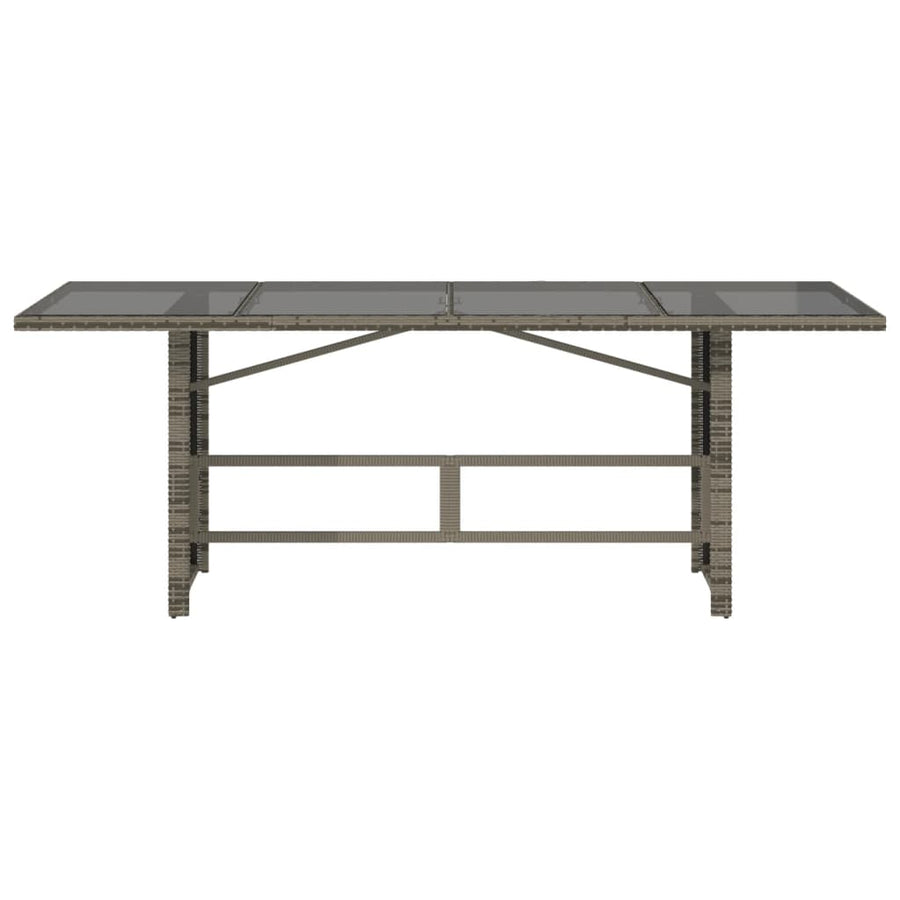 Tuintafel met glazen blad 90x80x74 cm poly rattan Grijs Glas