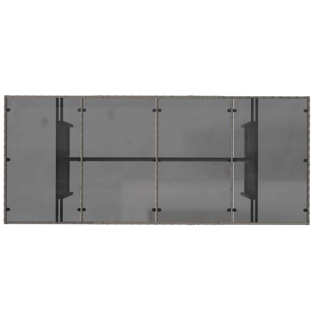 Tuintafel met glazen blad 90x80x74 cm poly rattan Grijs Glas