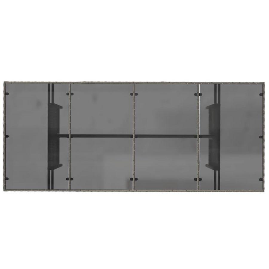 Tuintafel met glazen blad 90x80x74 cm poly rattan Grijs Glas