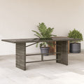 Tuintafel met glazen blad 190x80x74 cm poly rattan grijs