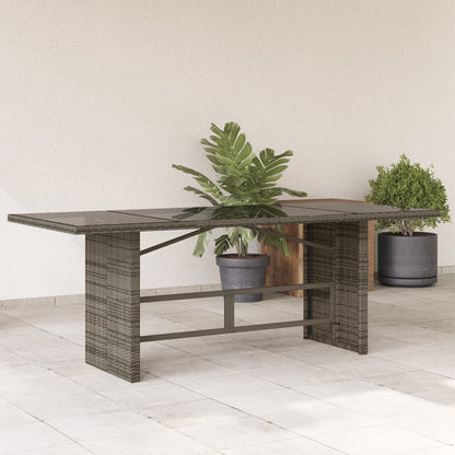 Tuintafel met glazen blad 90x80x74 cm poly rattan Grijs Glas