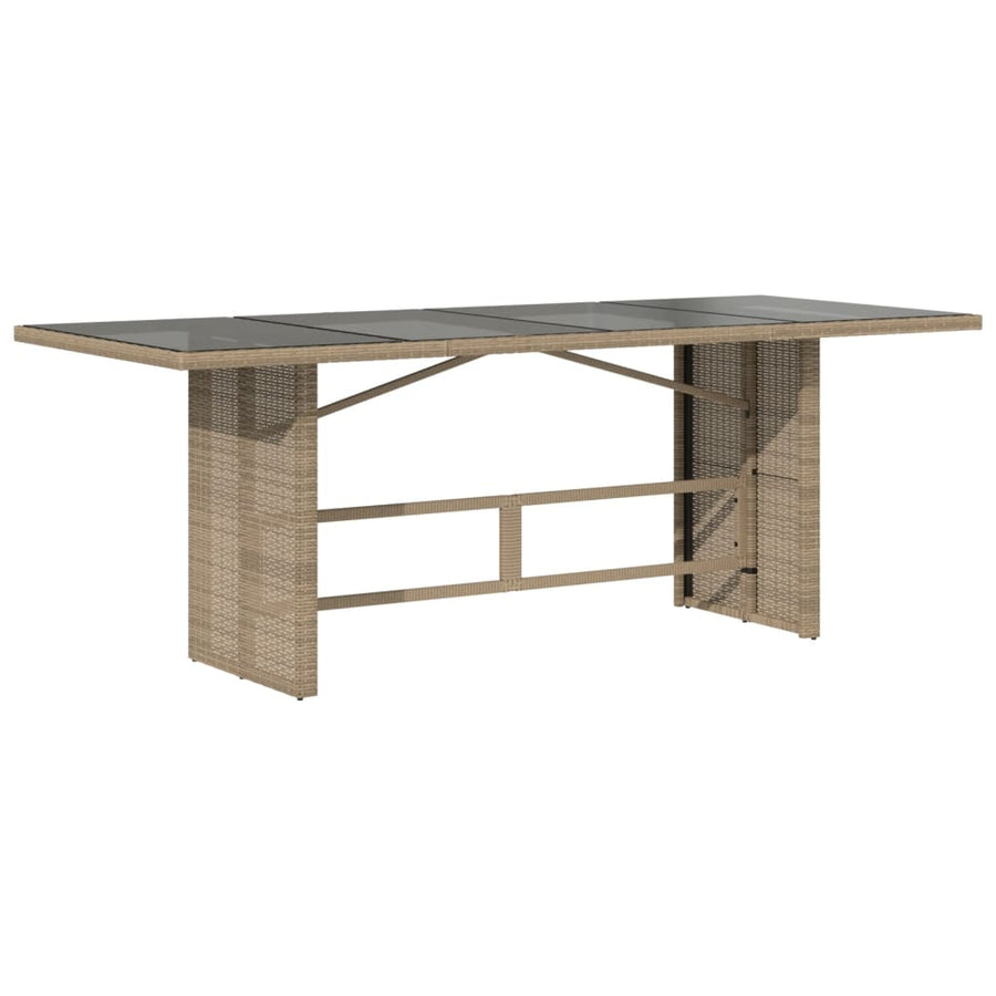 Tuintafel met glazen blad 90x80x74 cm poly rattan Beige Glas