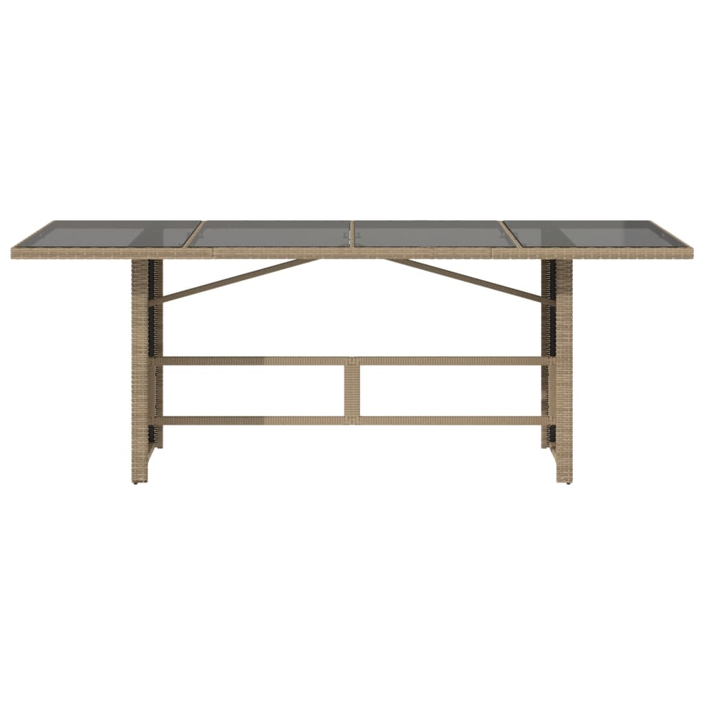 Tuintafel met glazen blad 90x80x74 cm poly rattan Beige Glas