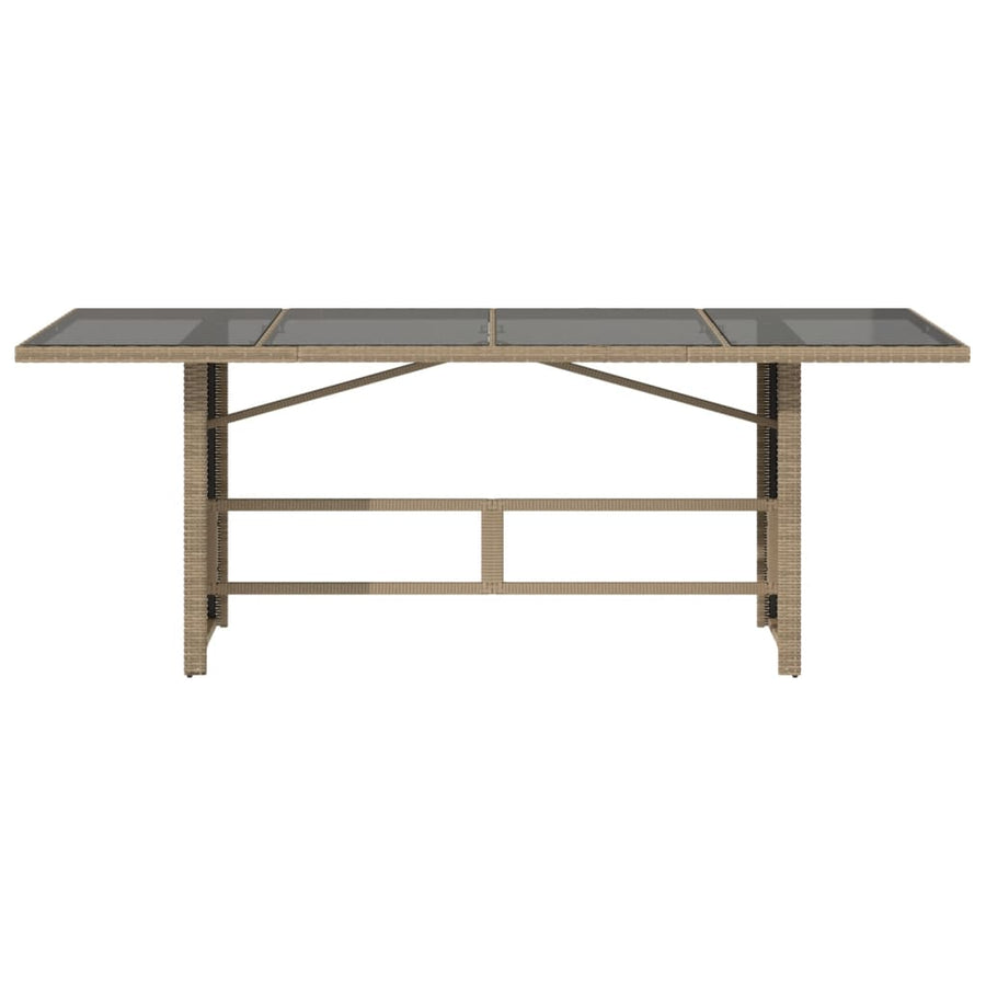 Tuintafel met glazen blad 90x80x74 cm poly rattan Beige Glas