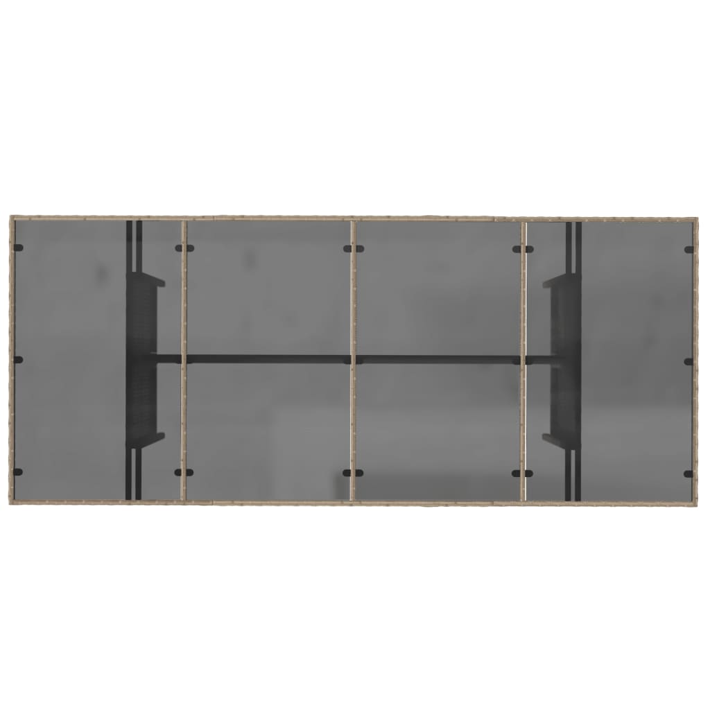 Tuintafel met glazen blad 90x80x74 cm poly rattan Beige Glas
