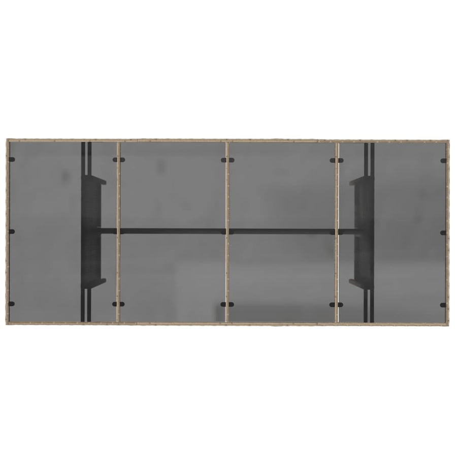 Tuintafel met glazen blad 90x80x74 cm poly rattan Beige Glas