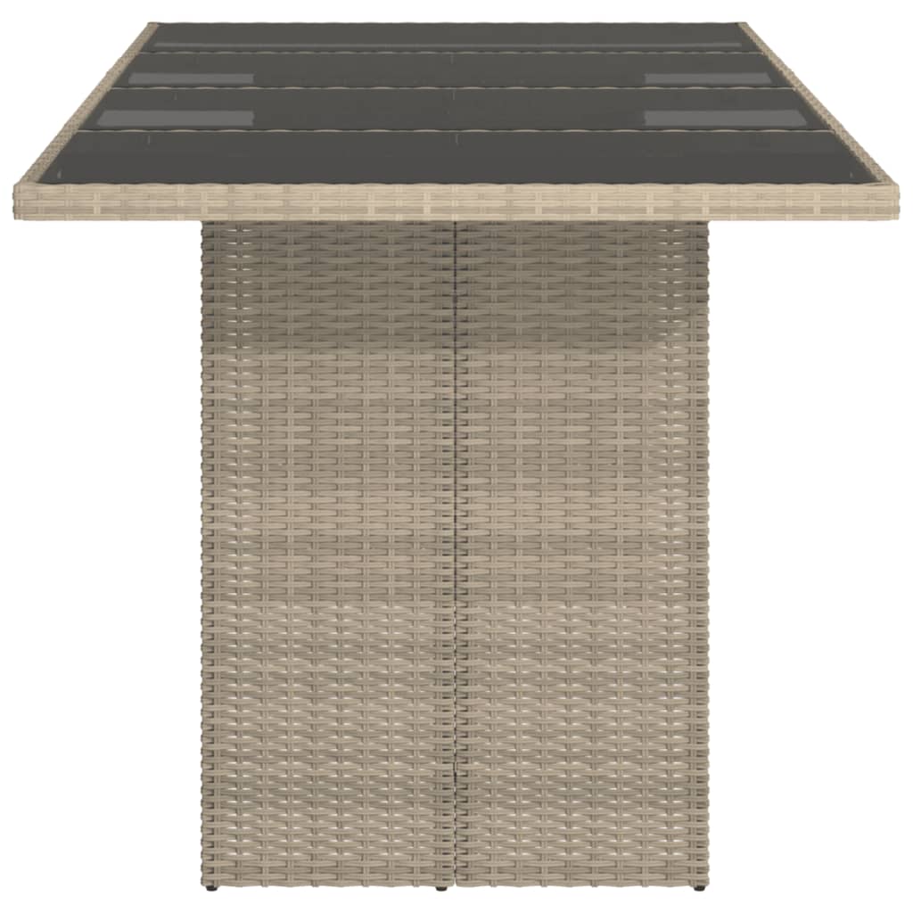 Tuintafel Met Glazen Blad 90X80X74 Cm Poly Rattan Lichtgrijs Glas