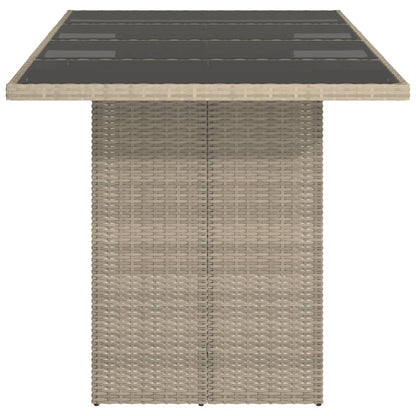 Tuintafel Met Glazen Blad 90X80X74 Cm Poly Rattan Lichtgrijs Glas