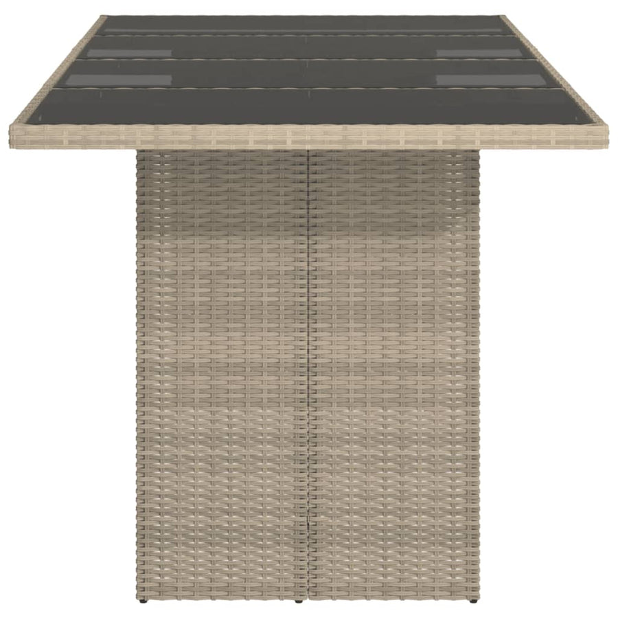 Tuintafel Met Glazen Blad 90X80X74 Cm Poly Rattan Lichtgrijs Glas