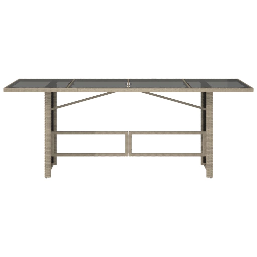 Tuintafel Met Glazen Blad 90X80X74 Cm Poly Rattan Lichtgrijs Glas