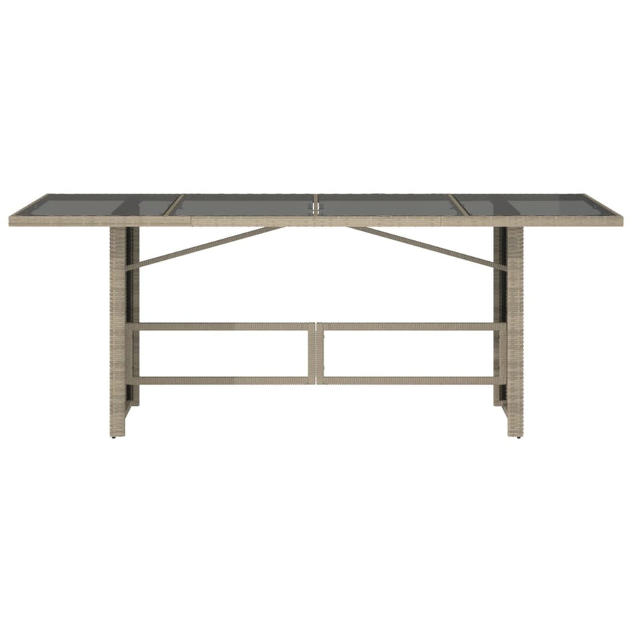 Tuintafel Met Glazen Blad 90X80X74 Cm Poly Rattan Lichtgrijs Glas