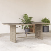 Tuintafel 190x80x74 cm poly rattan glas lichtgrijs