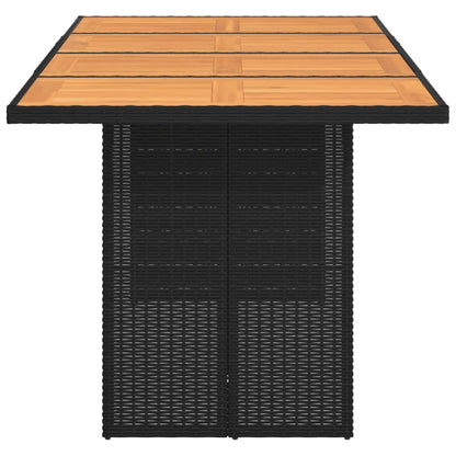 Tuintafel met acaciaen blad 90x80x74 cm poly rattan Zwart Hout