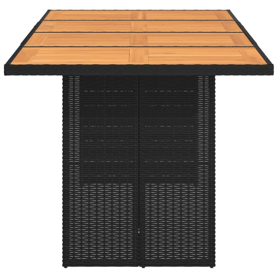 Tuintafel met acaciaen blad 90x80x74 cm poly rattan Zwart Hout