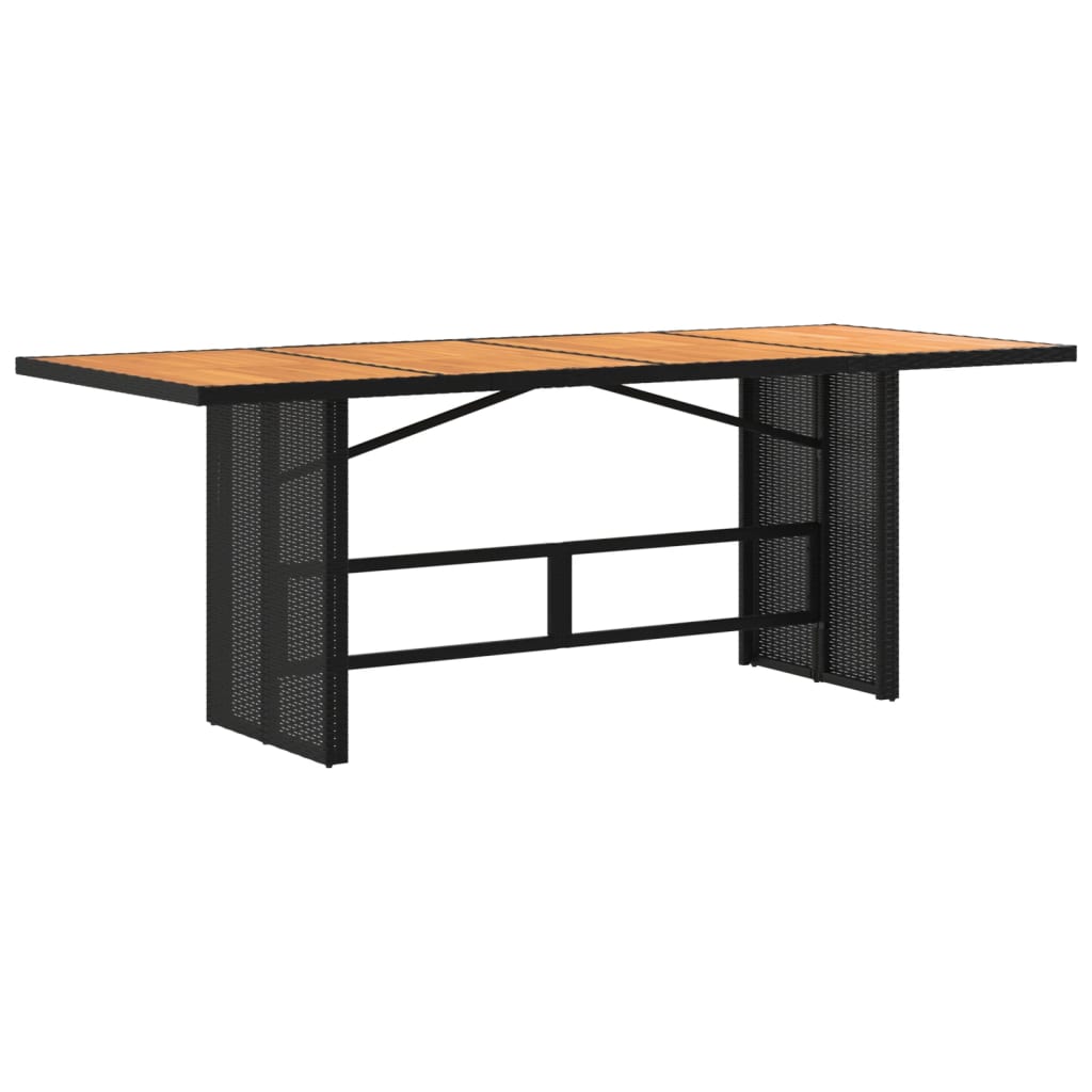 Tuintafel met acaciaen blad 90x80x74 cm poly rattan Zwart Hout