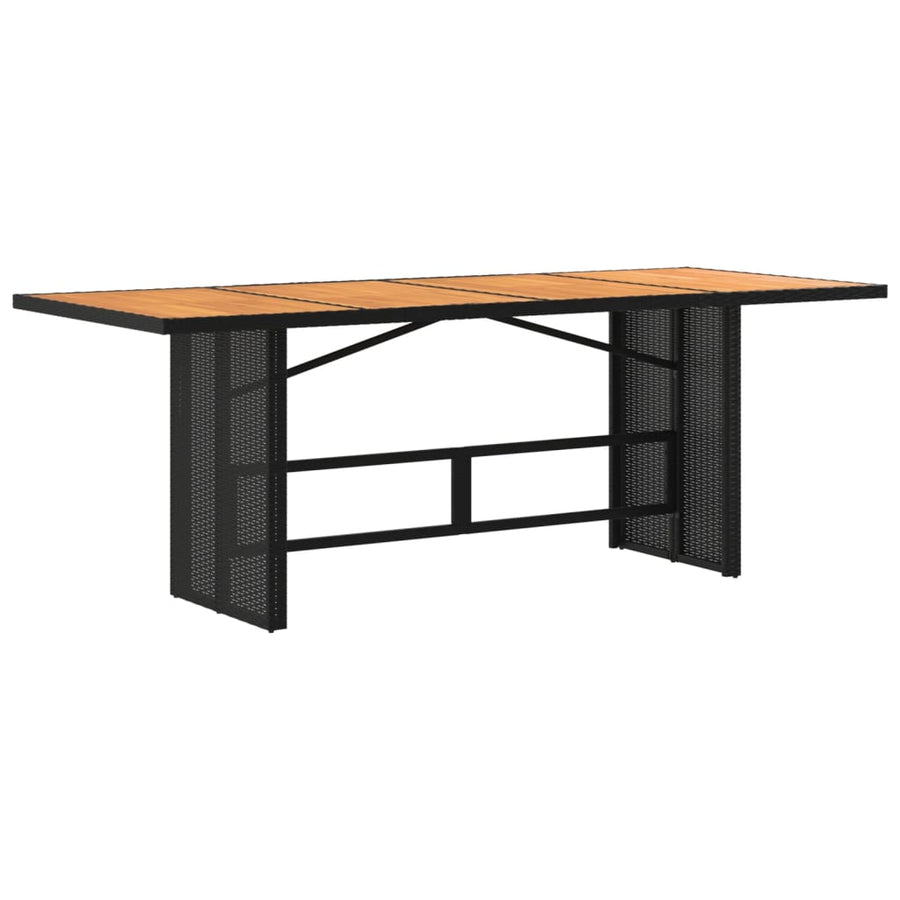 Tuintafel met acaciaen blad 90x80x74 cm poly rattan Zwart Hout