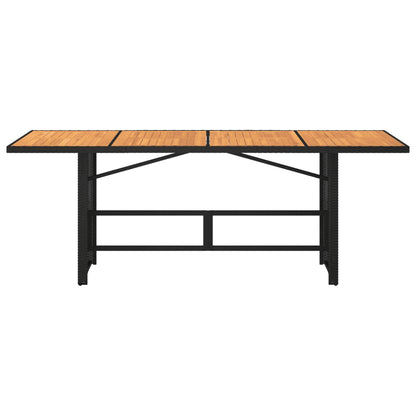 Tuintafel met acaciaen blad 90x80x74 cm poly rattan Zwart Hout