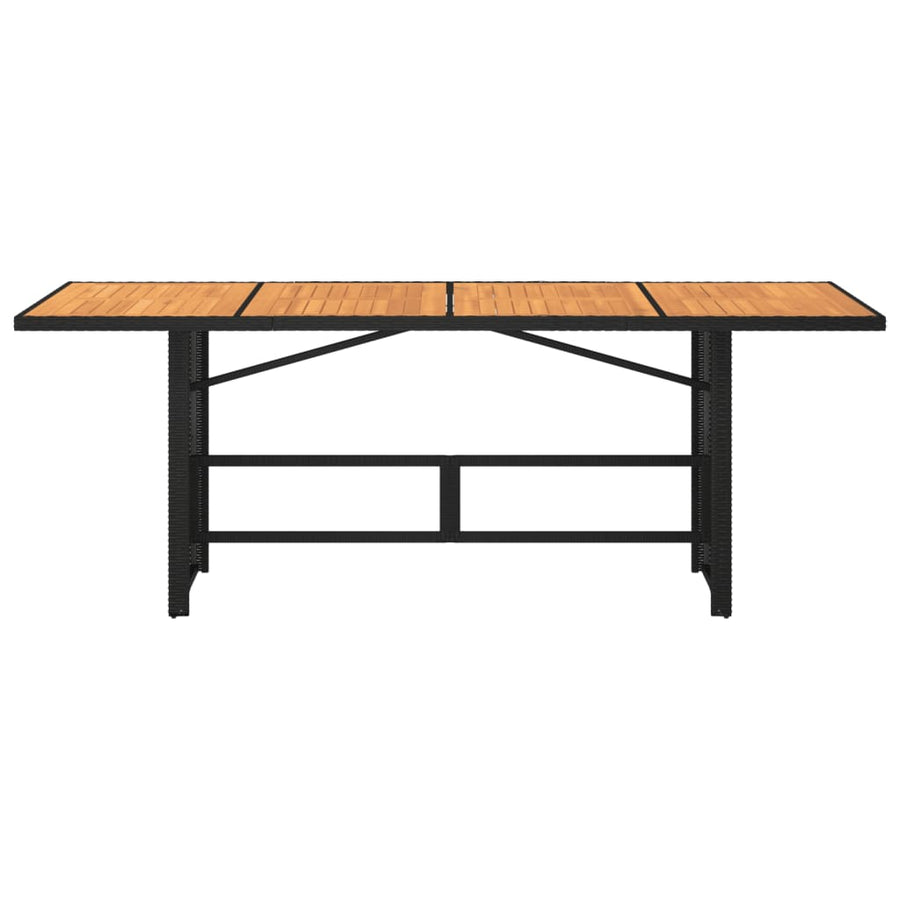 Tuintafel met acaciaen blad 90x80x74 cm poly rattan Zwart Hout